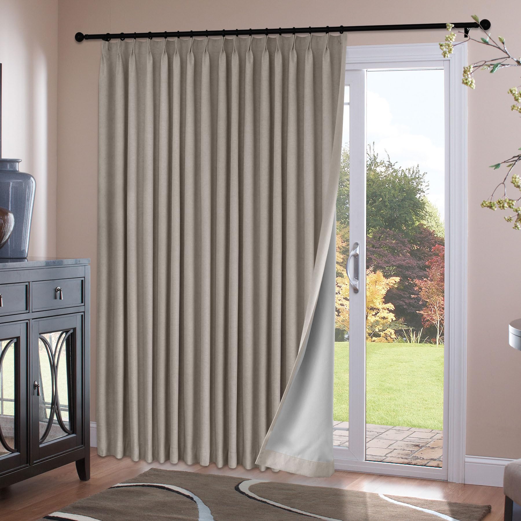 Chenille Pinch Pleated Blackout Curtains Set