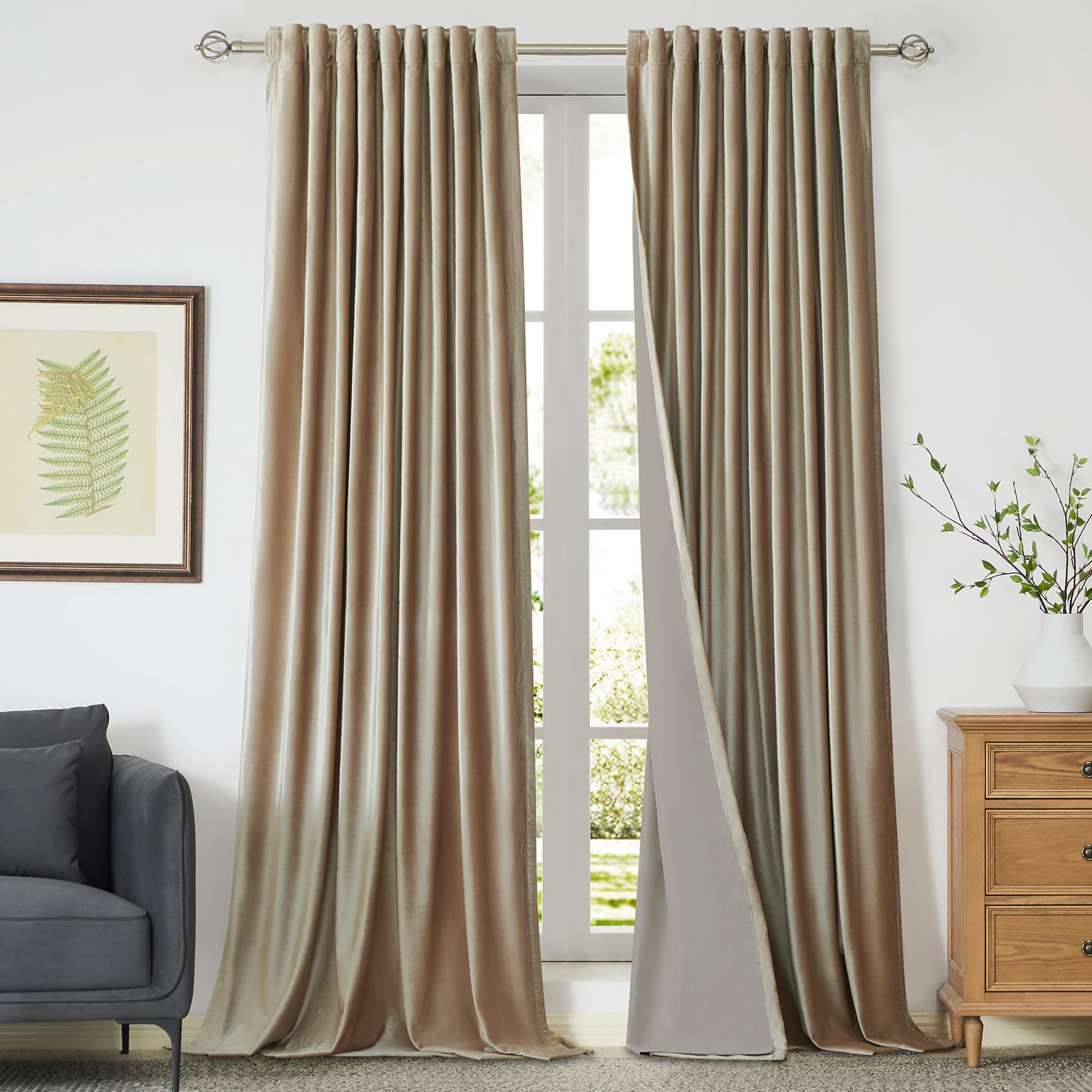 Full Blackout Velvet Curtains Set
