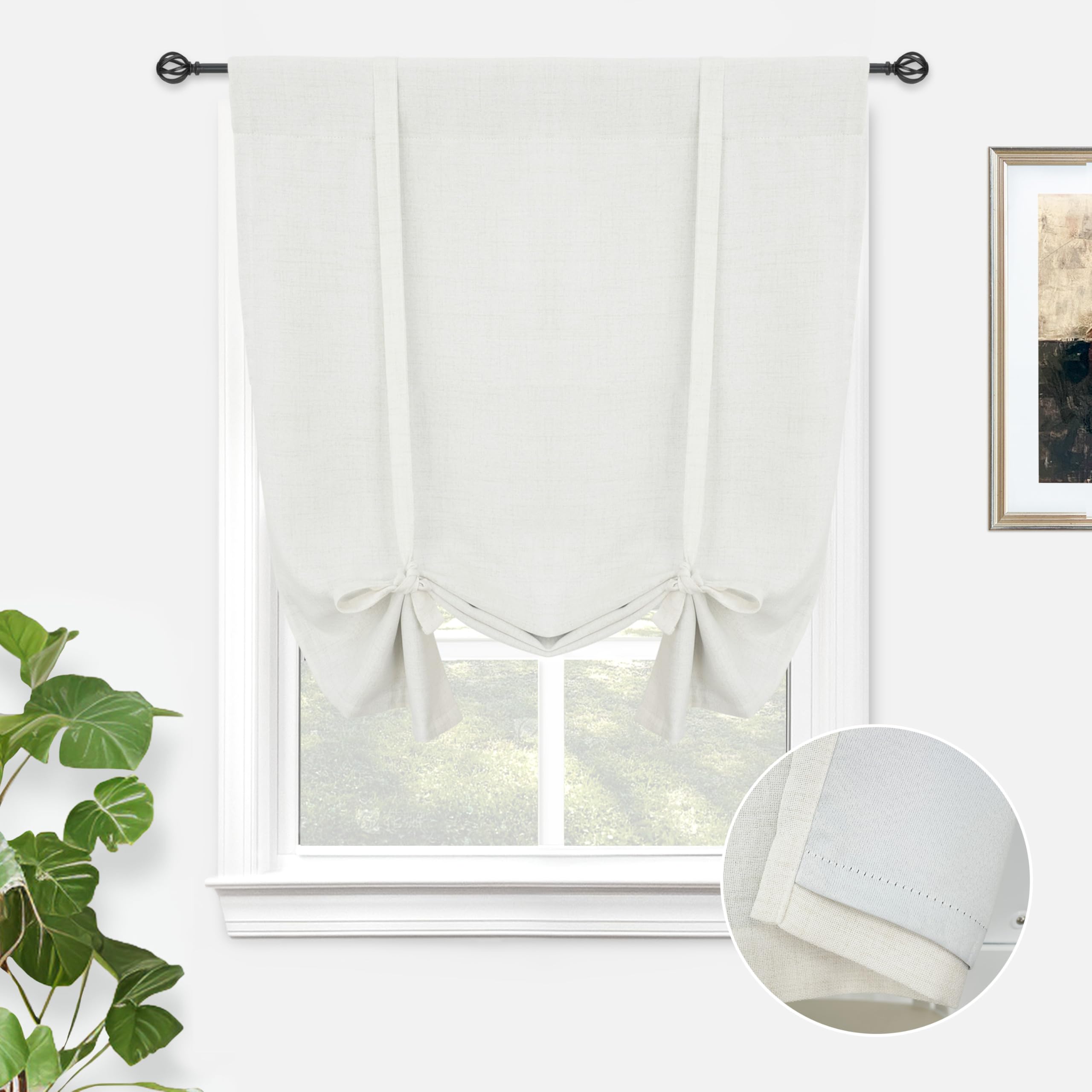 Double Layer Linen Blackout Tie-Up Curtain