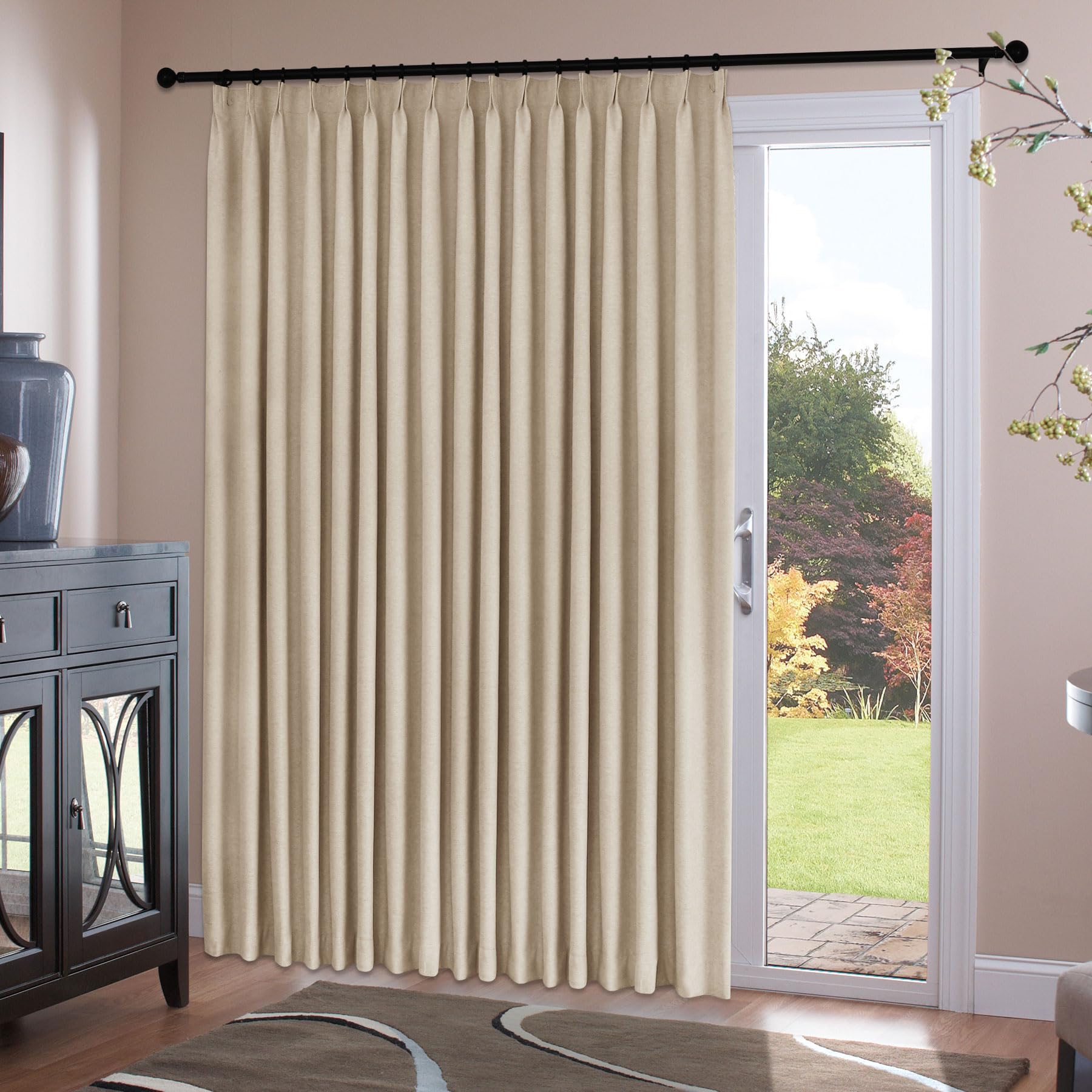 Chenille Pinch Pleated Blackout Curtains Set