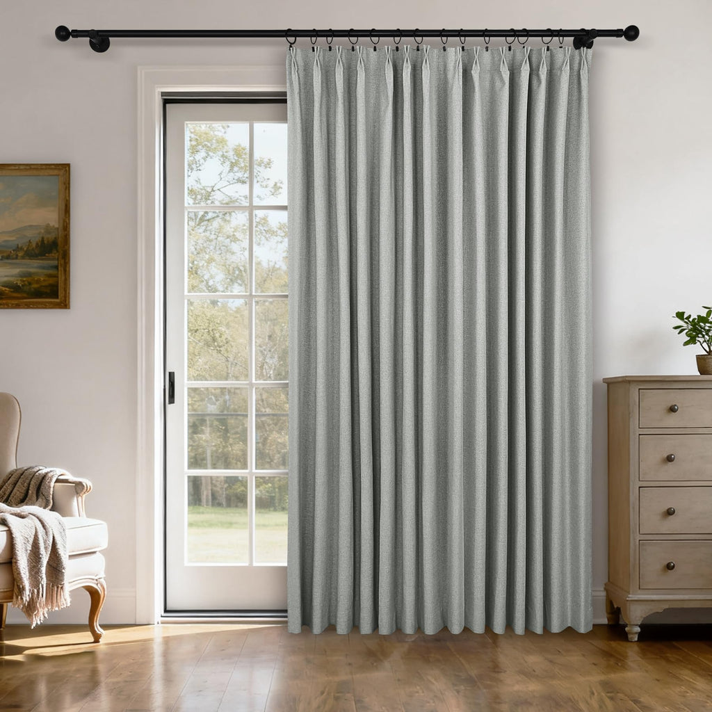 Pinch Pleated Linen Blackout Curtains Set