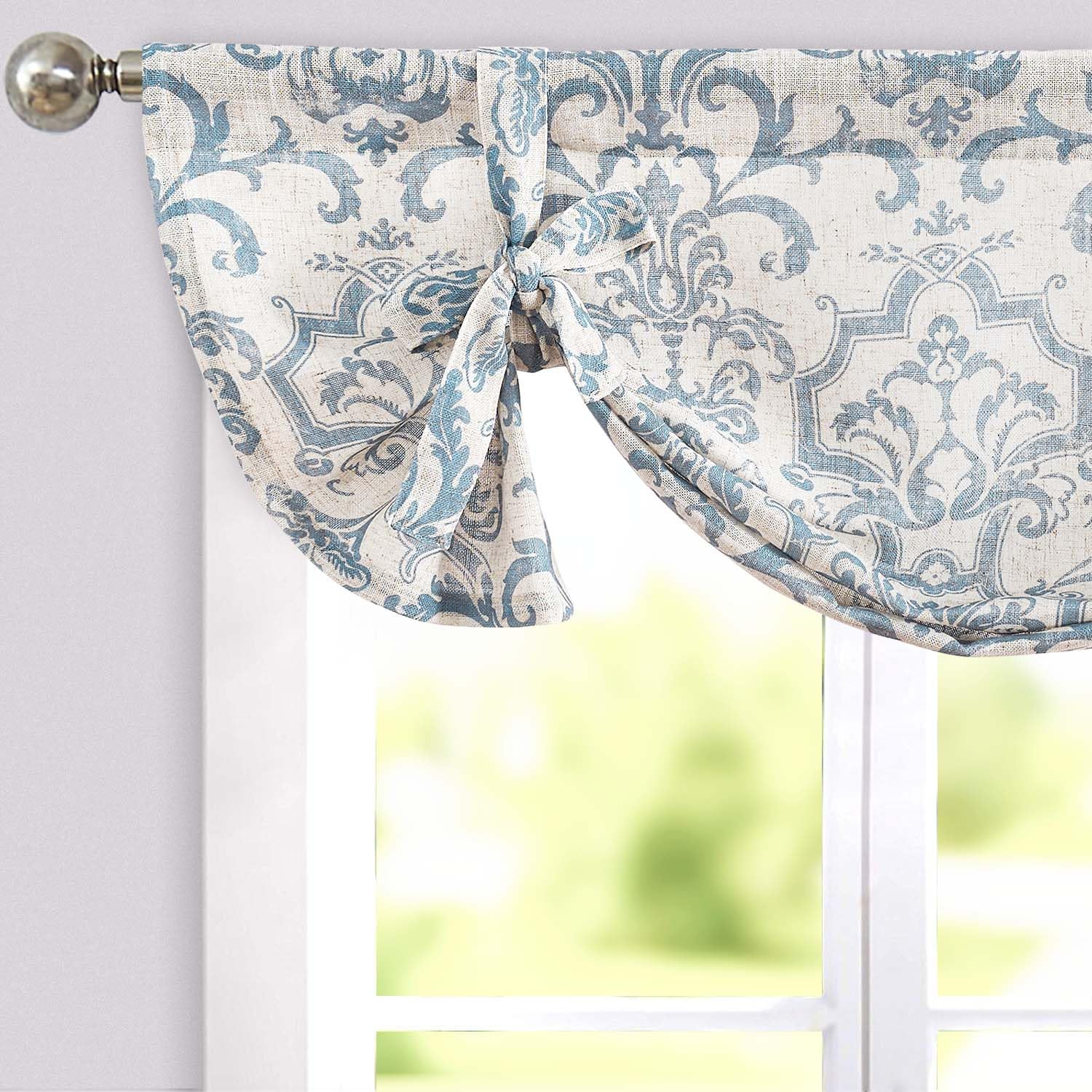 Damask Paisley Tie-Up Curtain Panel