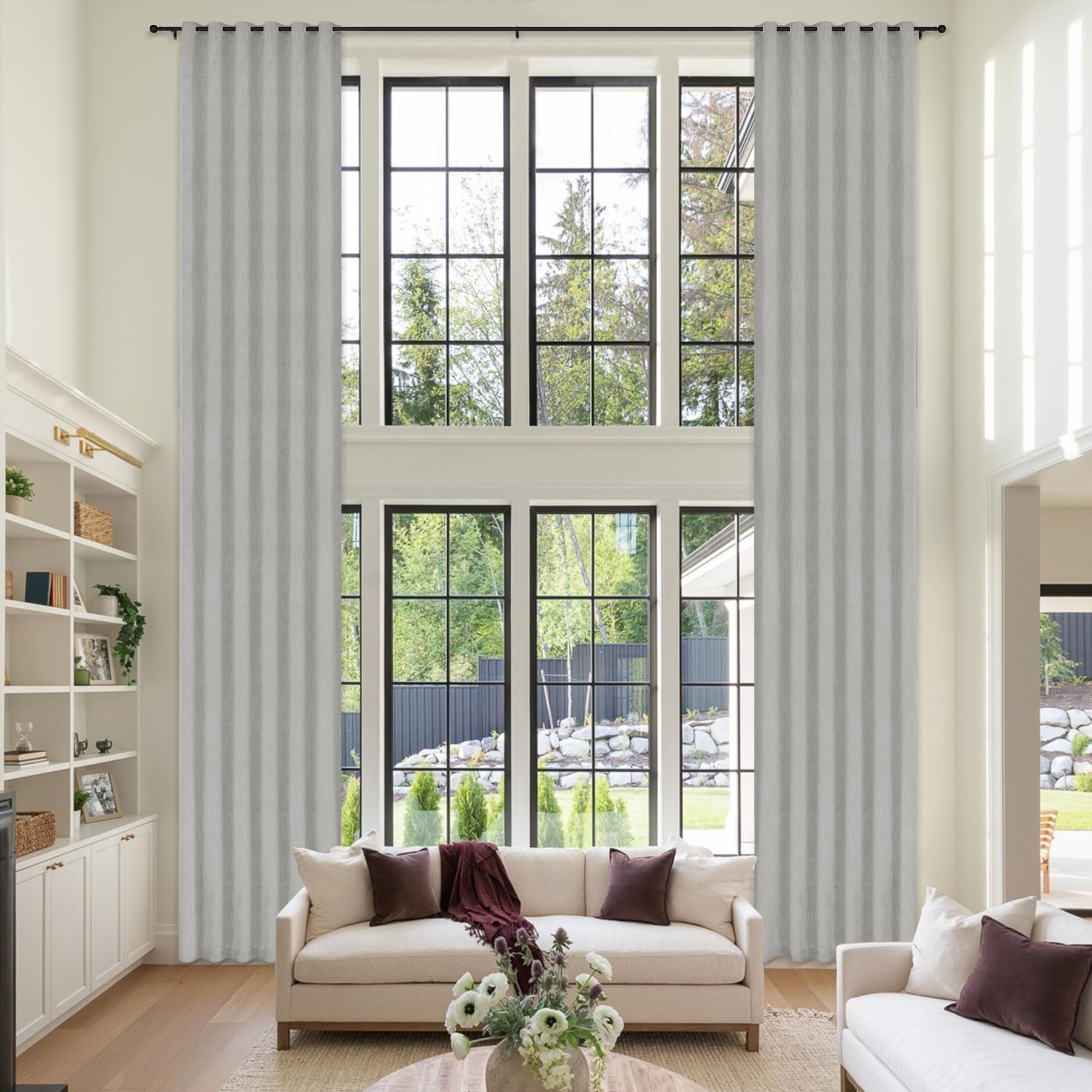 Extra Long Linen Blackout Curtains Set