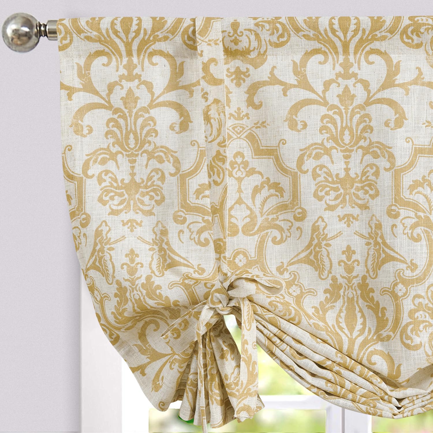 Damask Paisley Tie-Up Curtain Panel