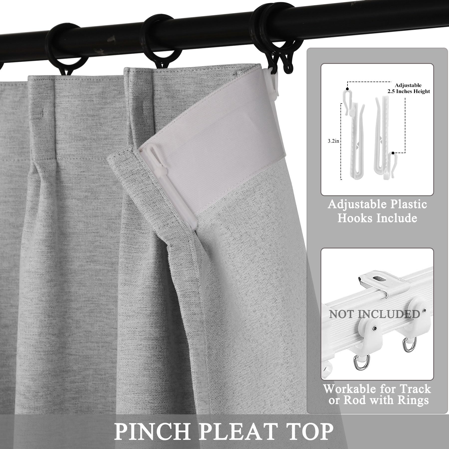 Chenille Pinch Pleated Blackout Curtains Set