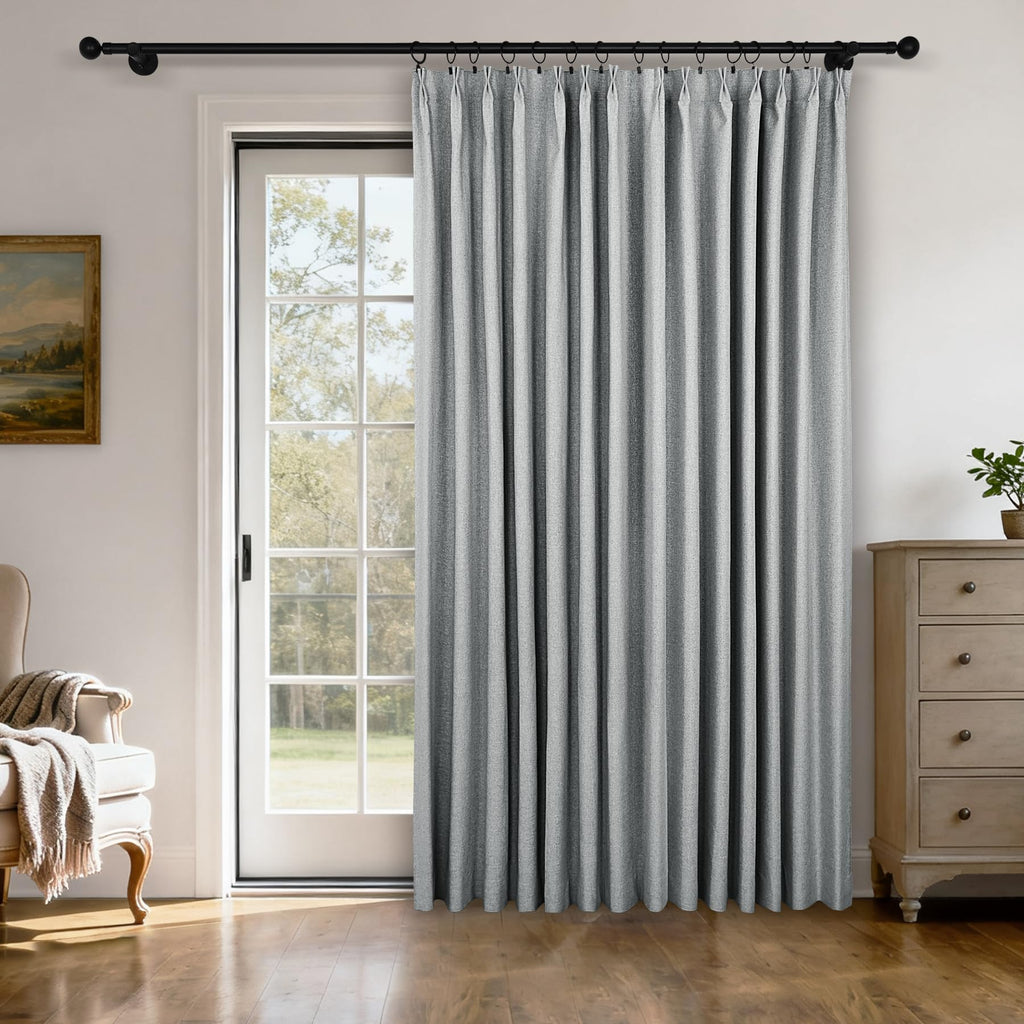Pinch Pleated Linen Blackout Curtains Set