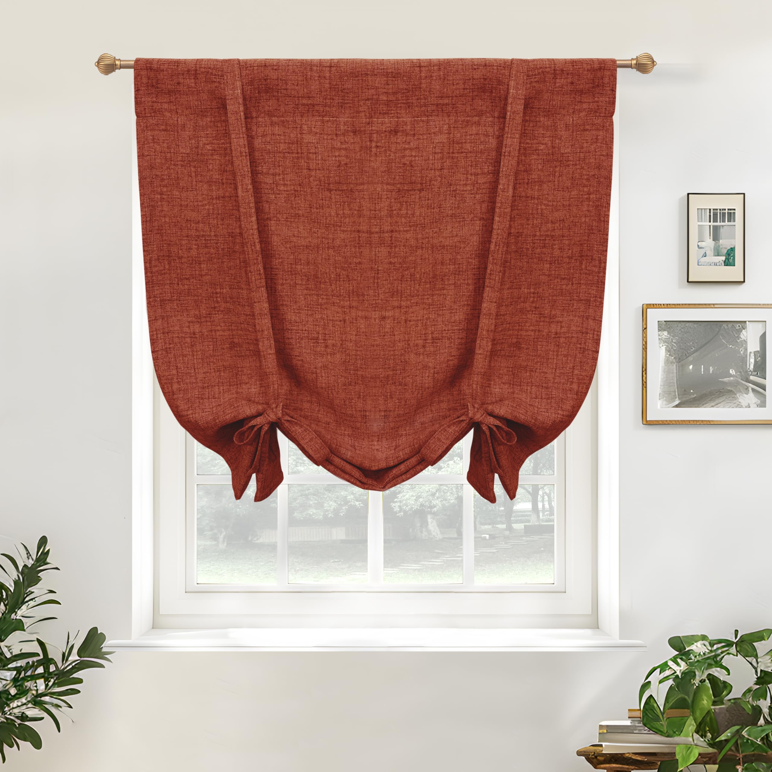 Double Layer Linen Blackout Tie-Up Curtain