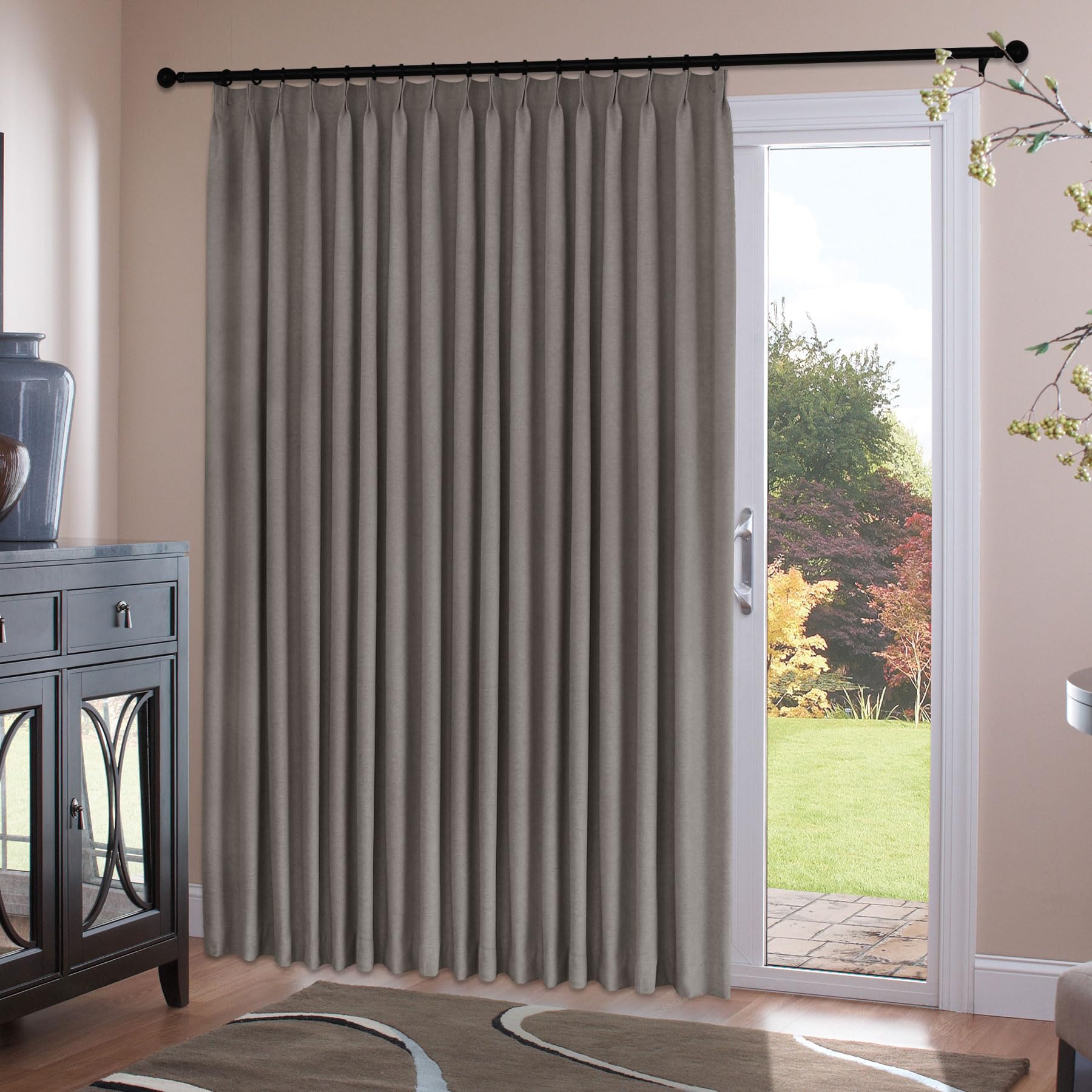 Chenille Pinch Pleated Blackout Curtains Set