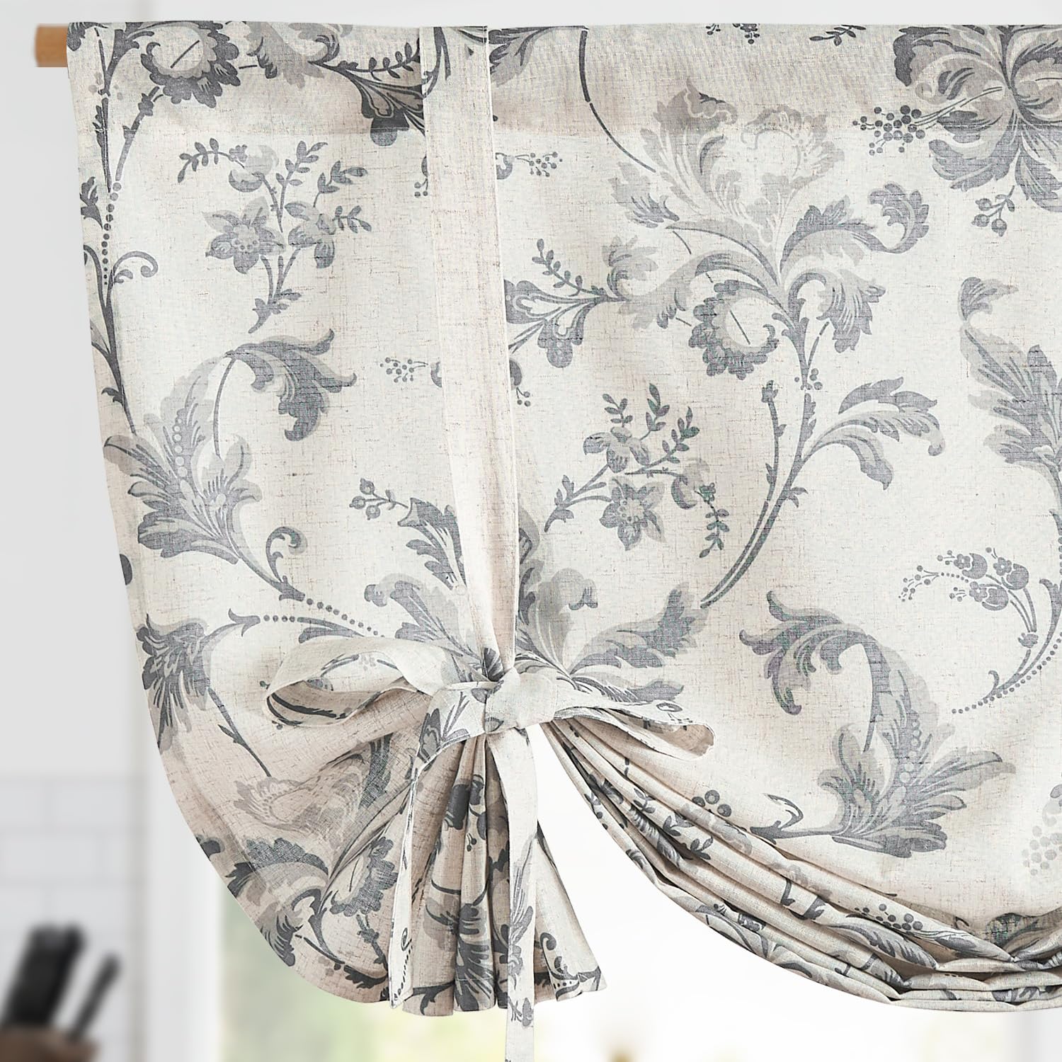 Damask Paisley Tie-Up Curtain Panel