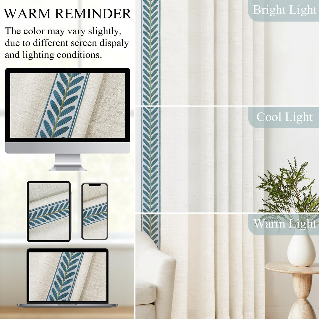 Pinch Pleated Linen Light Filtering Curtains Set