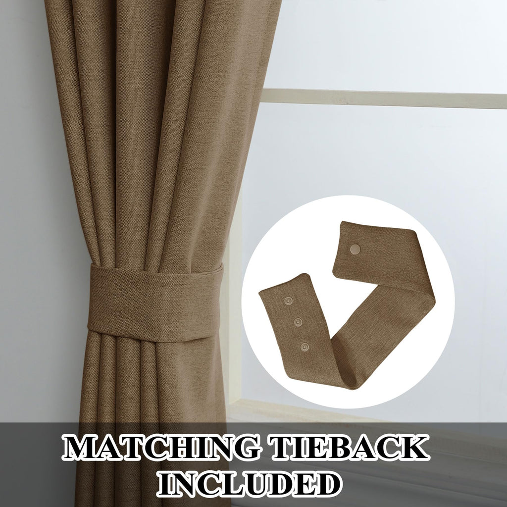 Extra Long Linen Blackout Curtains Set