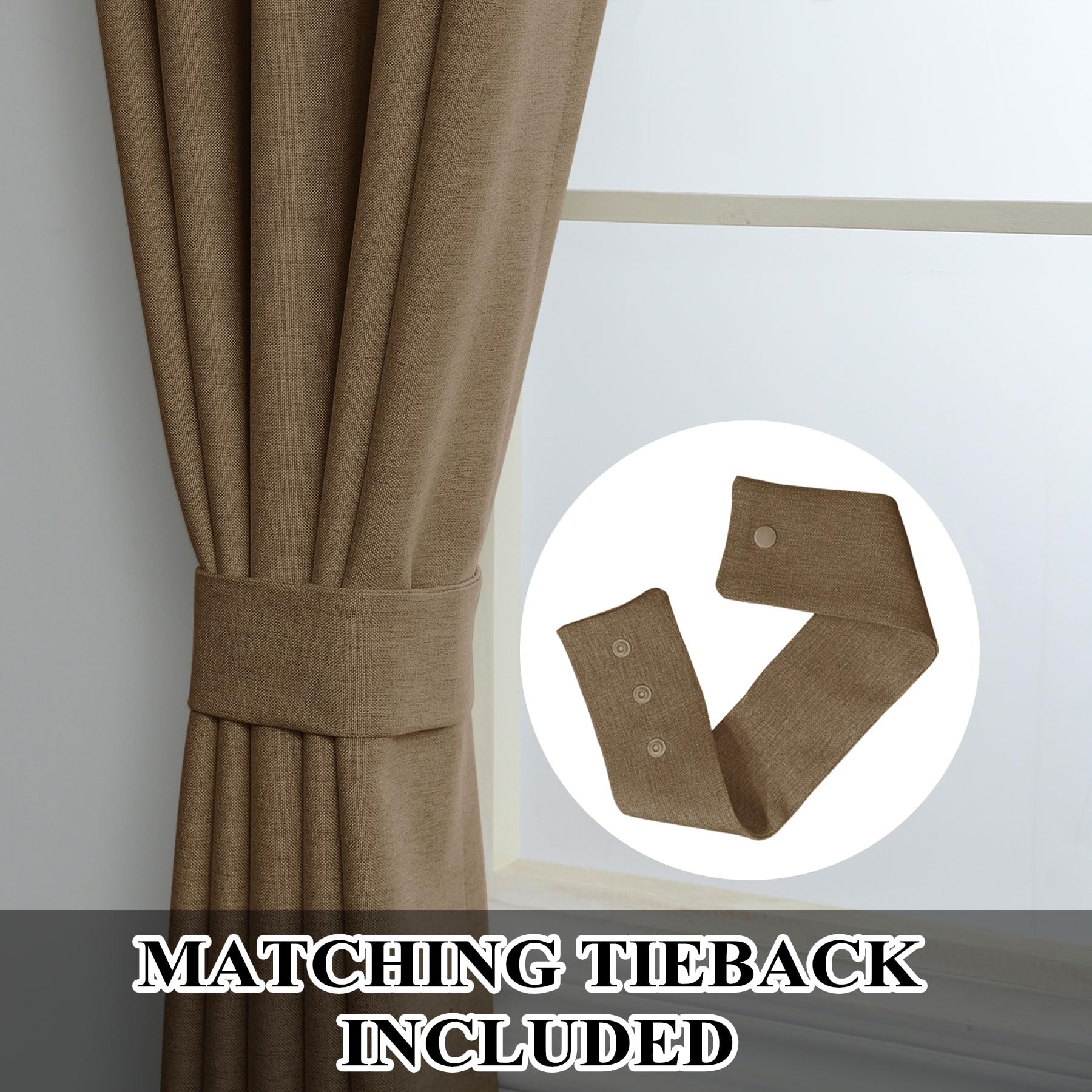 Extra Long Linen Blackout Curtains Set
