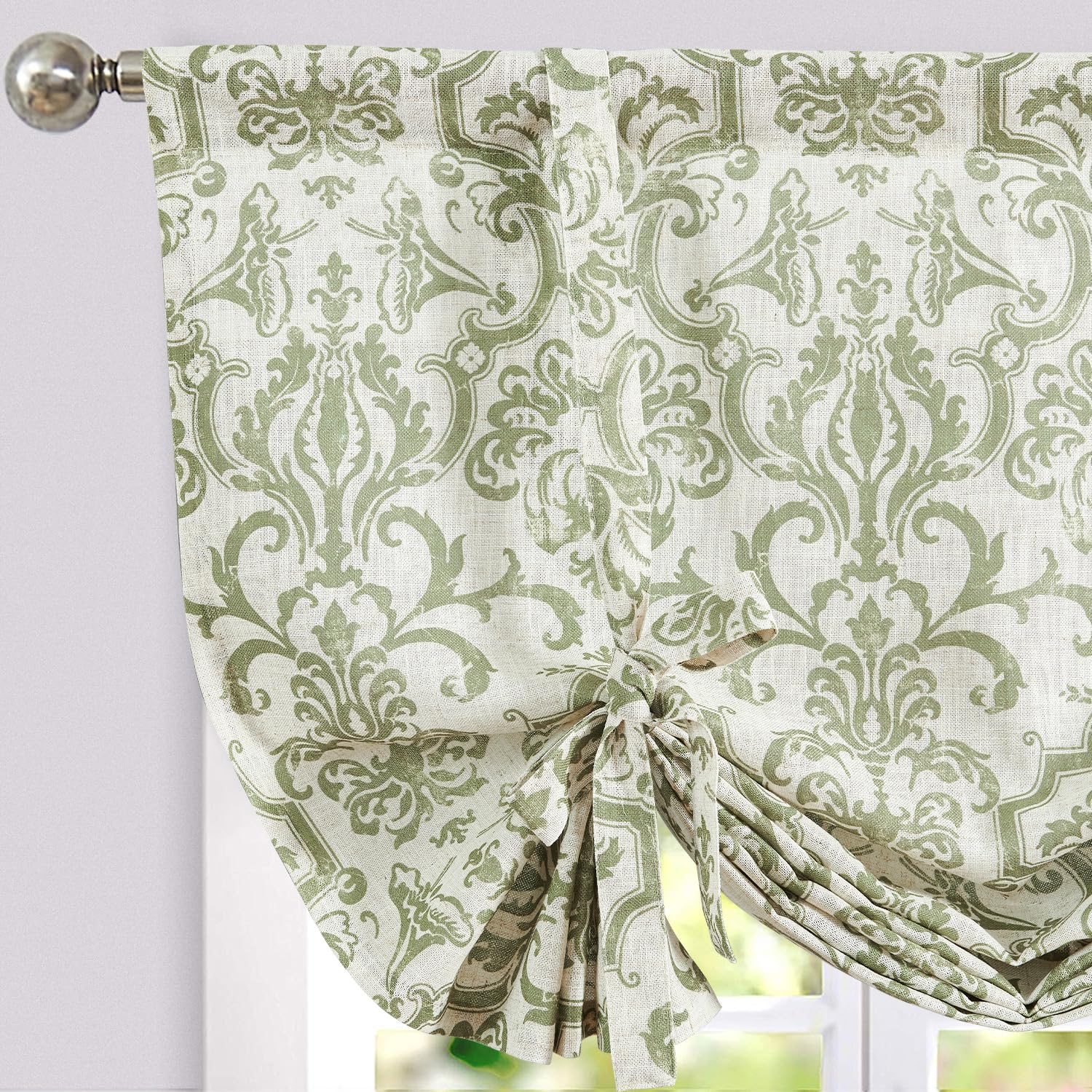 Damask Paisley Tie-Up Curtain Panel