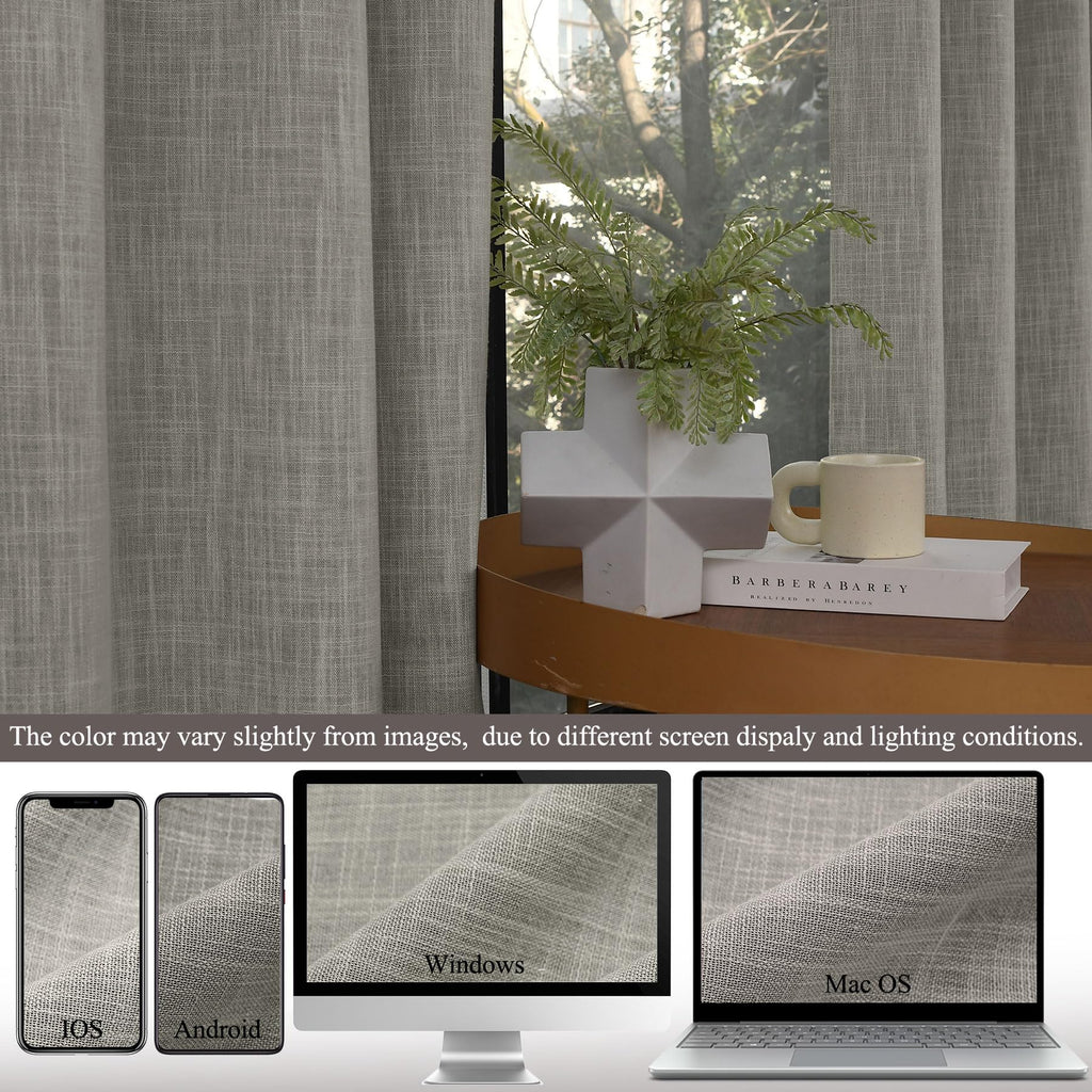 Extra Long Linen Blackout Curtains Set