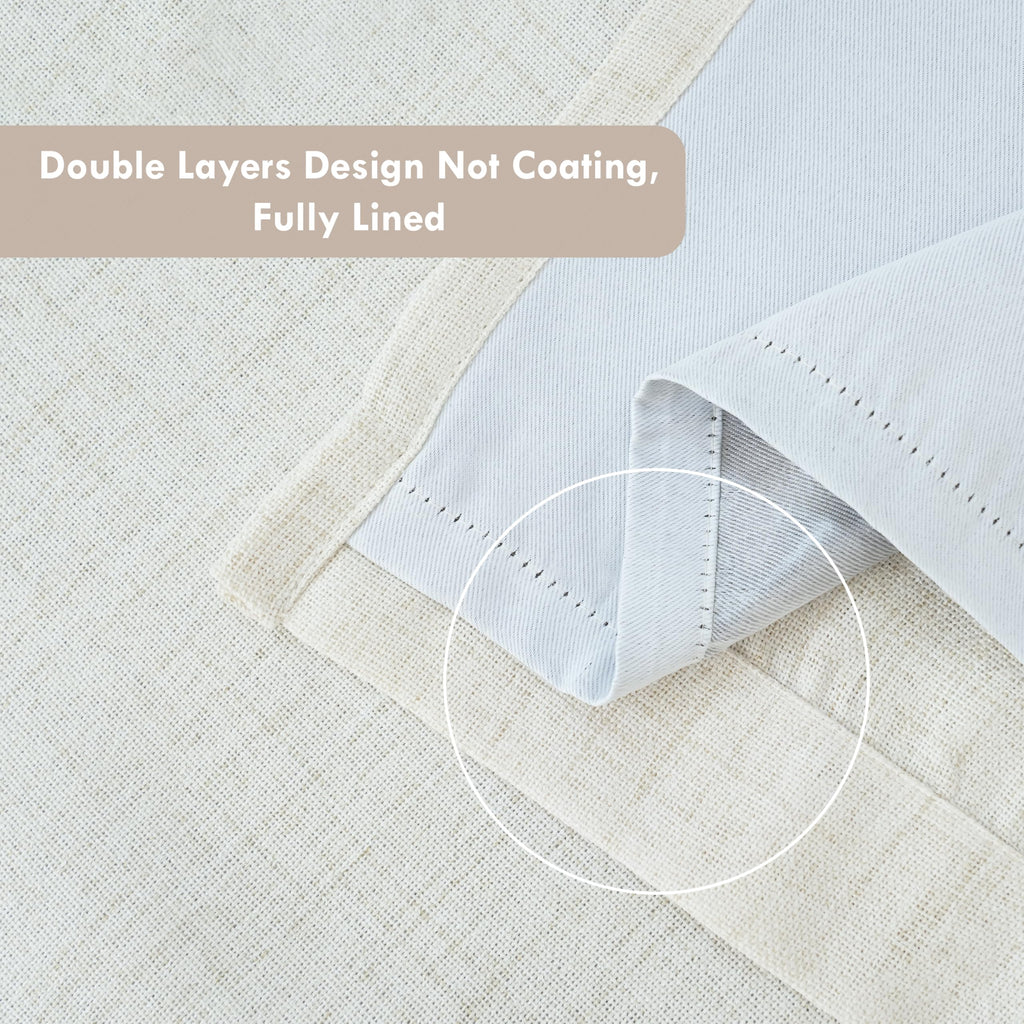 Double Layer Linen Blackout Tie-Up Curtain