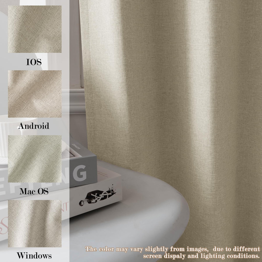 2-in-1 Linen Blackout Pinch Pleat Curtains Set