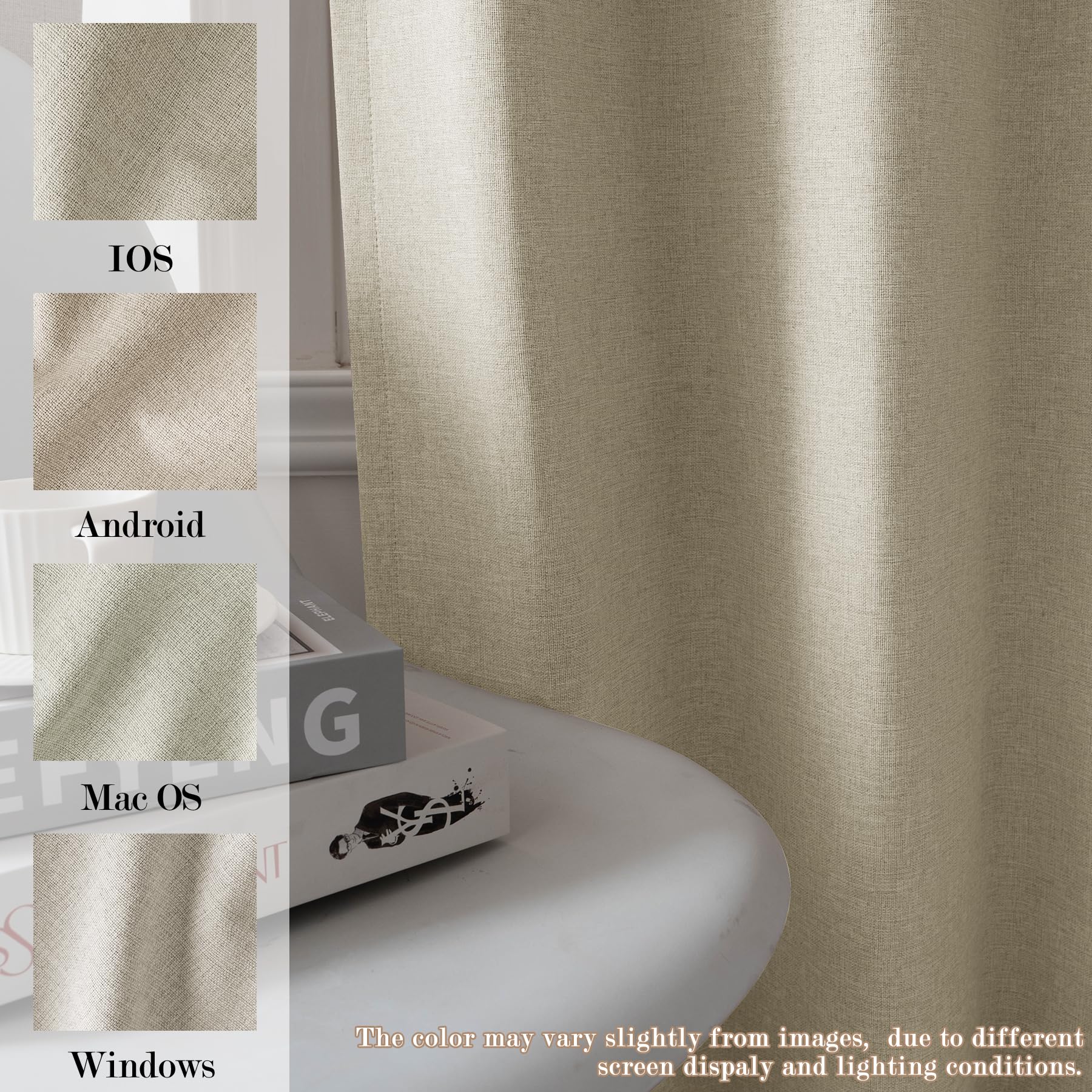2-in-1 Linen Blackout Pinch Pleat Curtains Set