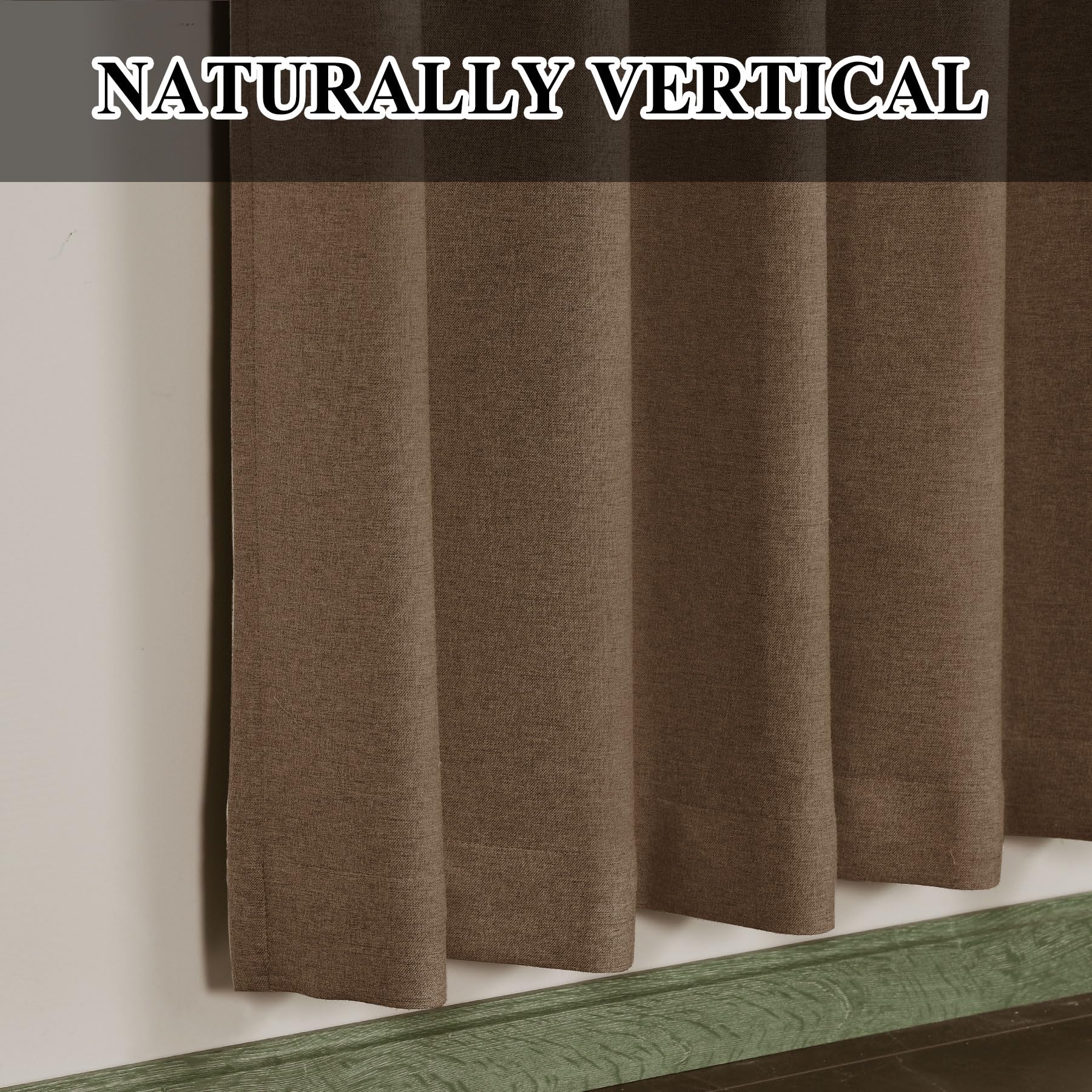Extra Long Linen Blackout Curtains Set