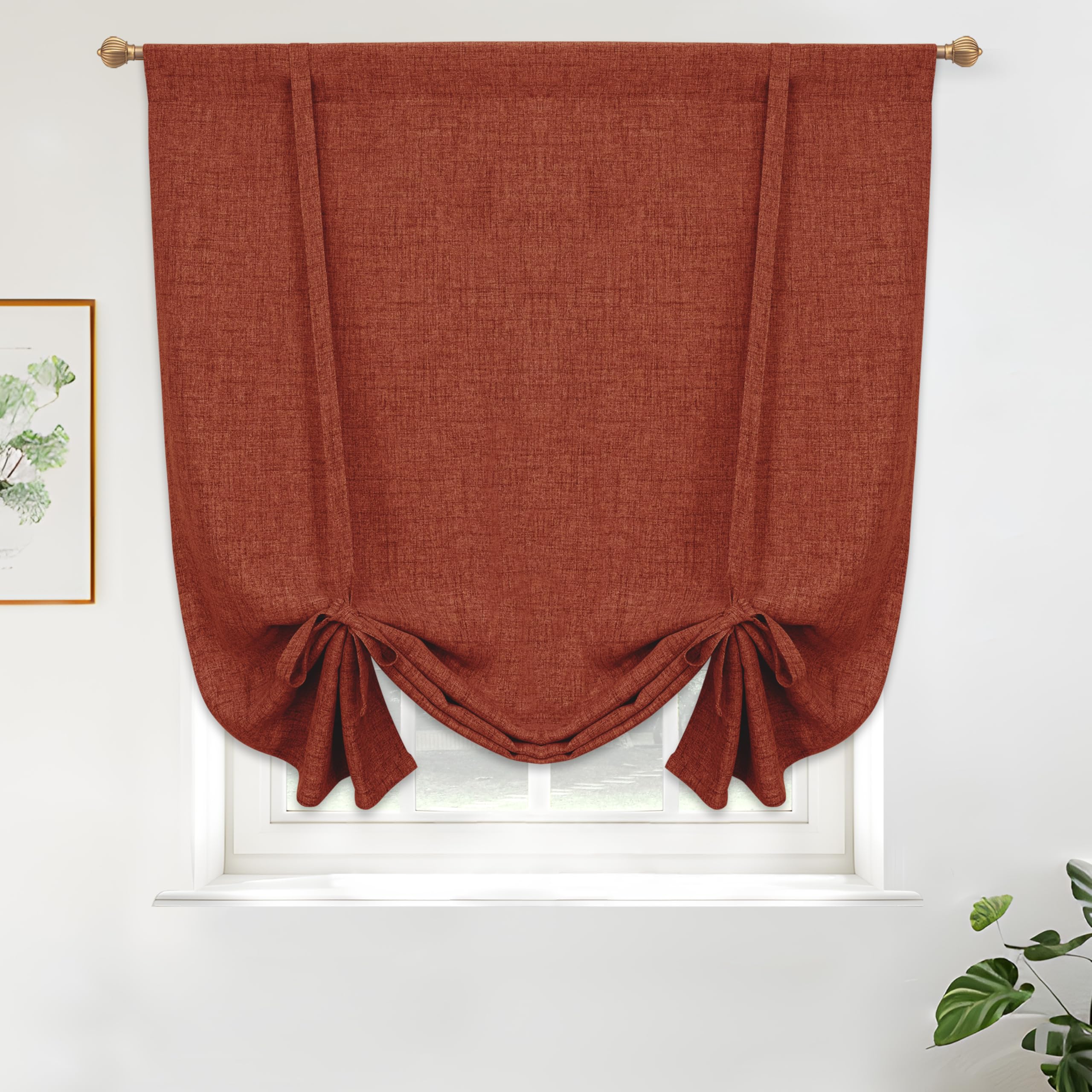 Double Layer Linen Blackout Tie-Up Curtain