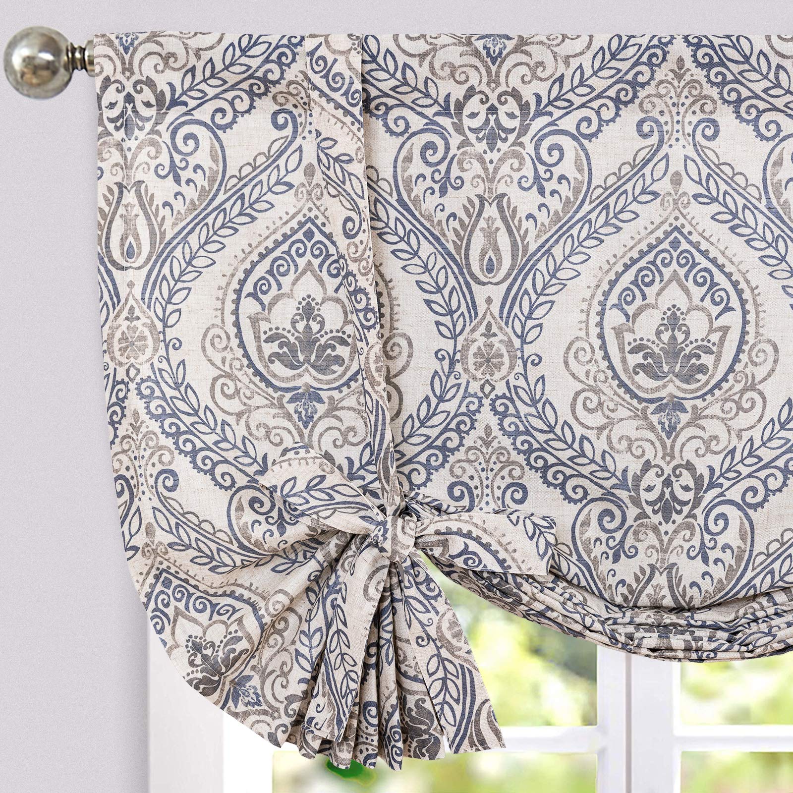 Damask Paisley Tie-Up Curtain Panel