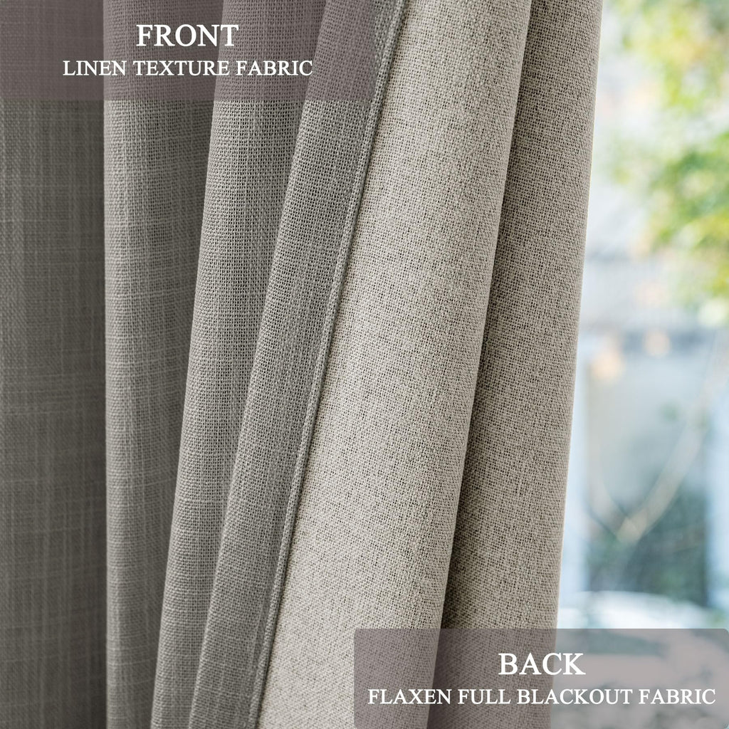 Extra Long Linen Blackout Curtains Set