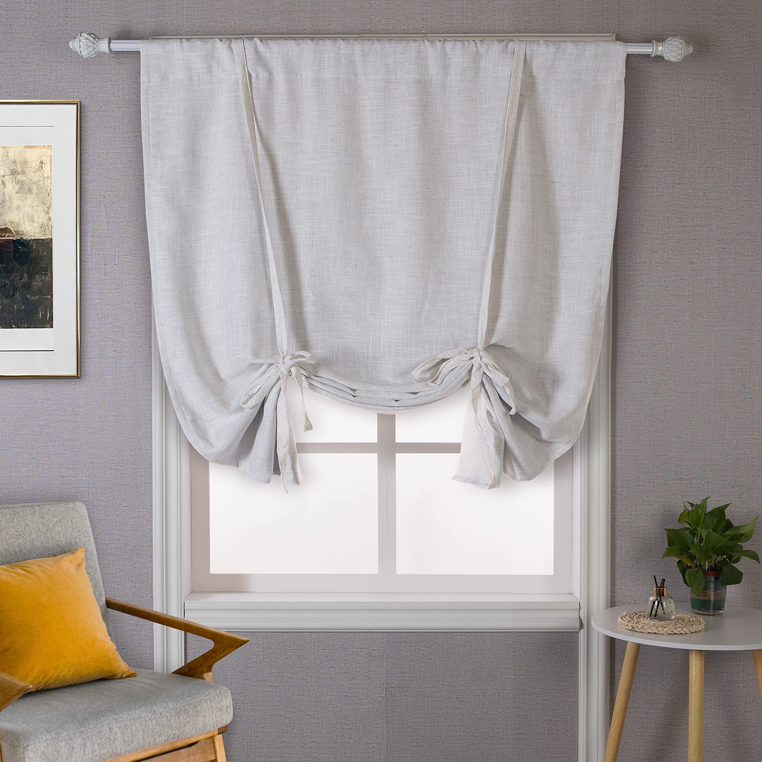 Double Layer Linen Blackout Tie-Up Curtain