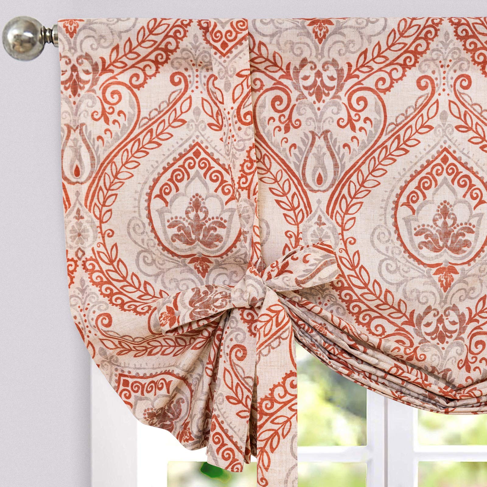 Damask Paisley Tie-Up Curtain Panel