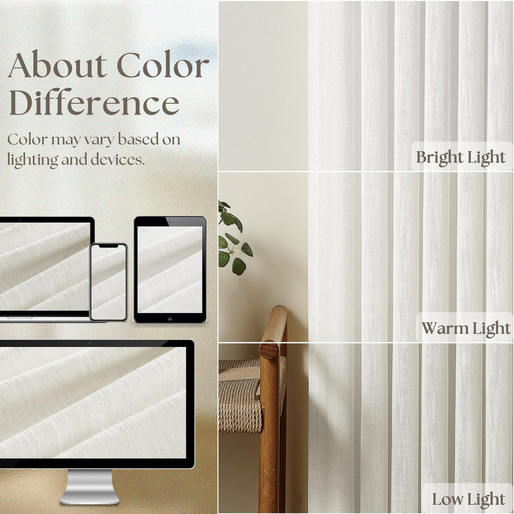 Pinch Pleated Linen Light Filtering Curtains Set