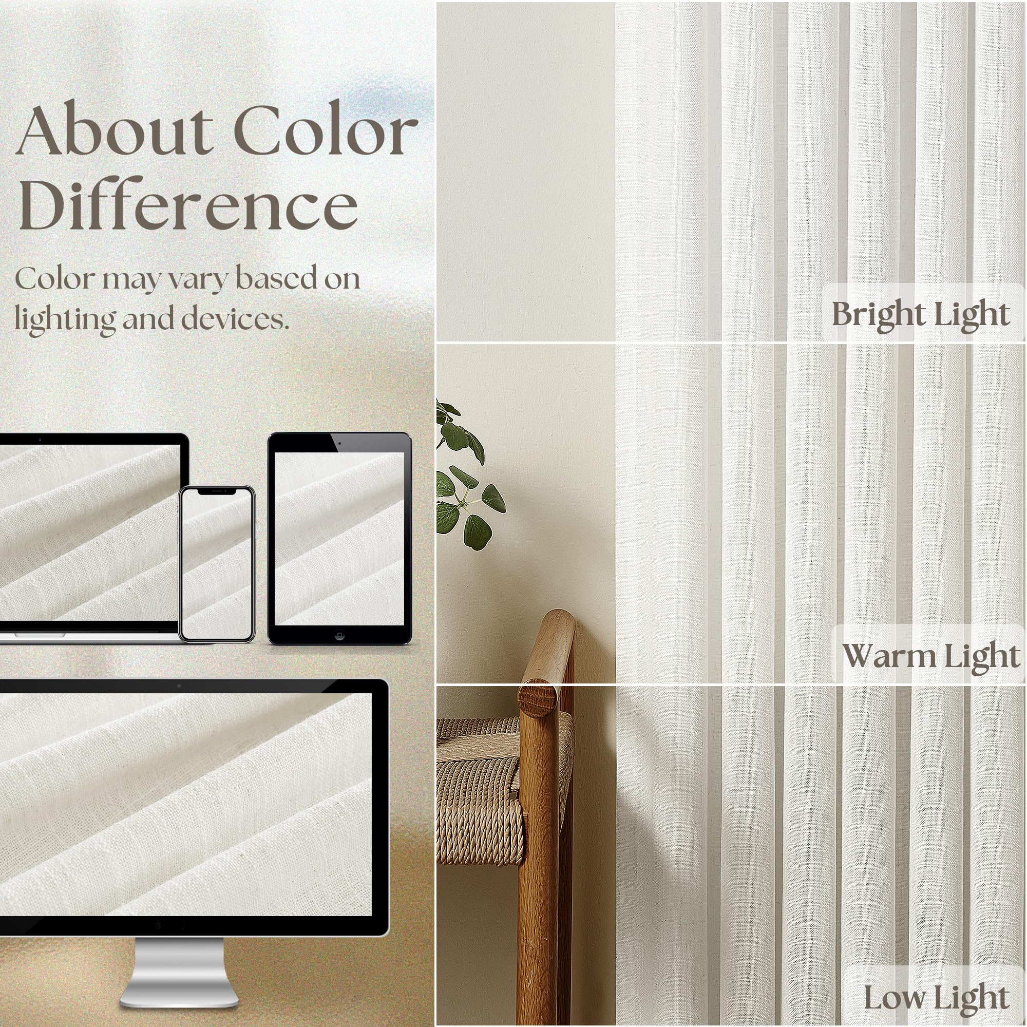 Pinch Pleated Linen Light Filtering Curtains Set
