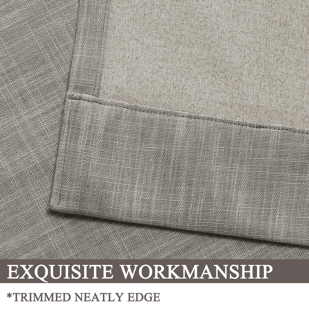Extra Long Linen Blackout Curtains Set