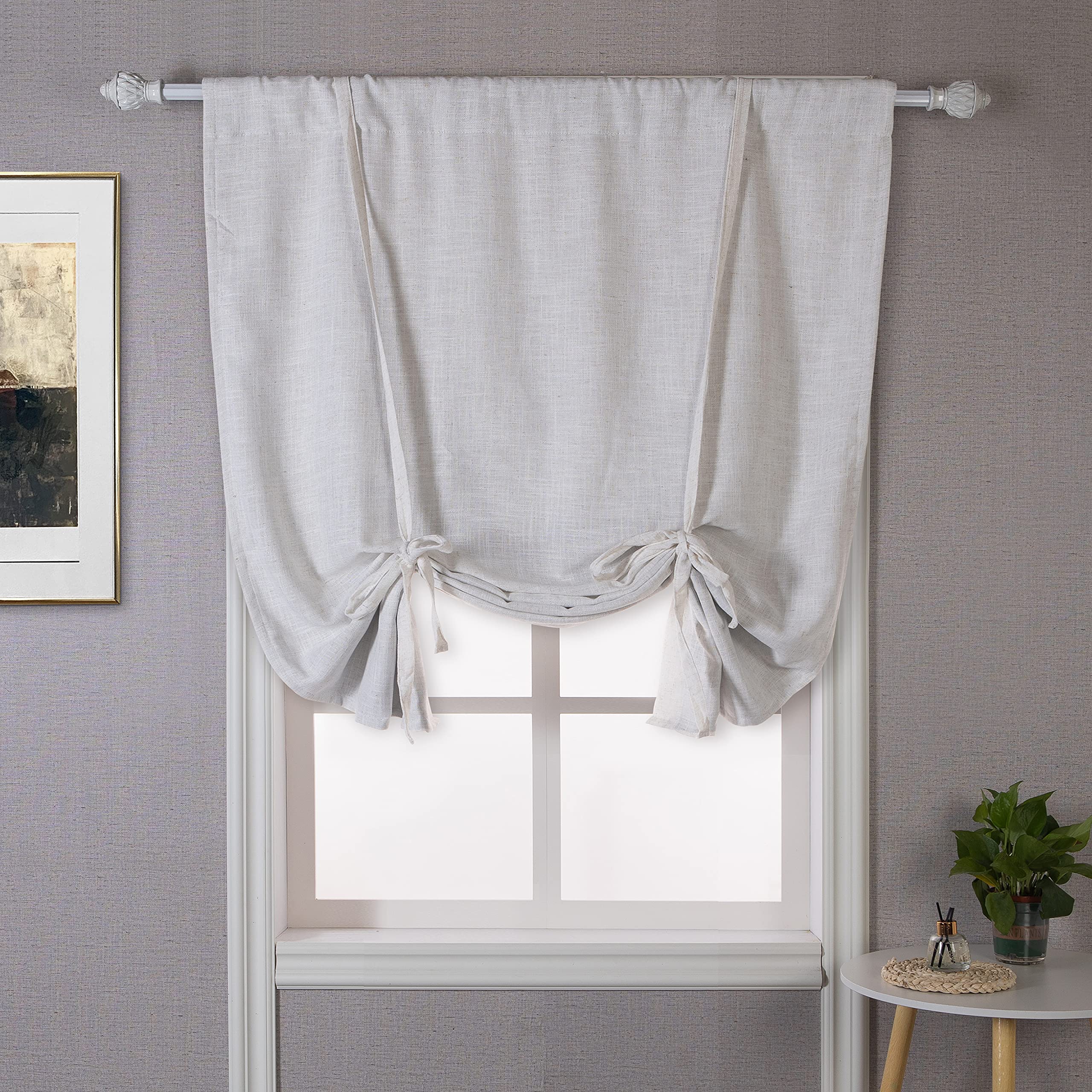Double Layer Linen Blackout Tie-Up Curtain