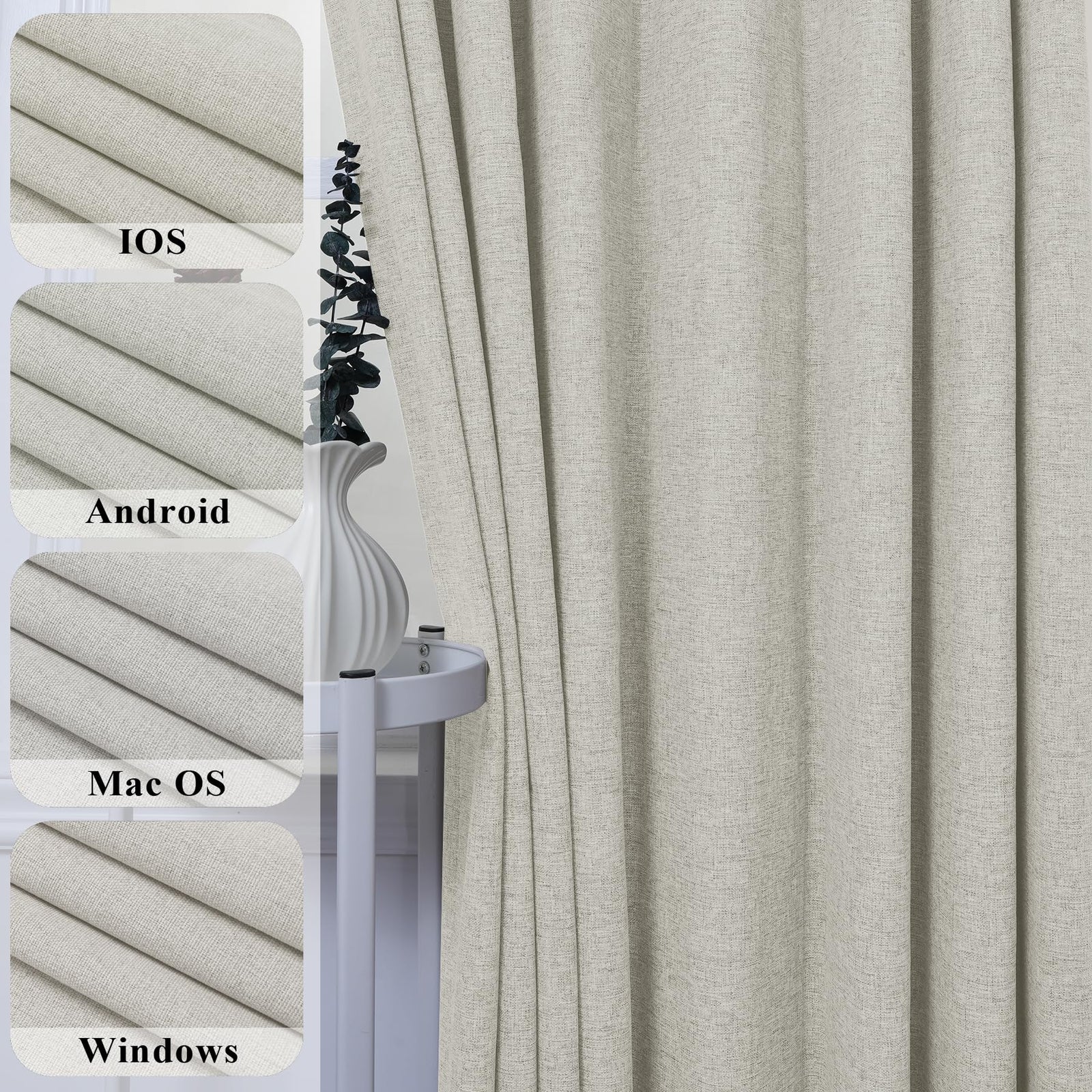 Pinch Pleated Linen Blackout Curtains Set