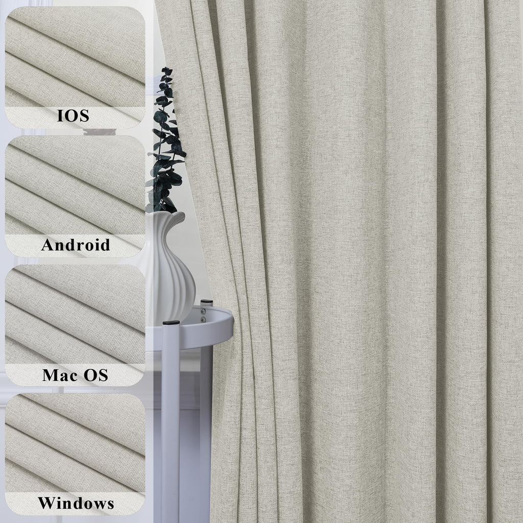Pinch Pleated Linen Blackout Sliding Door Curtains Set
