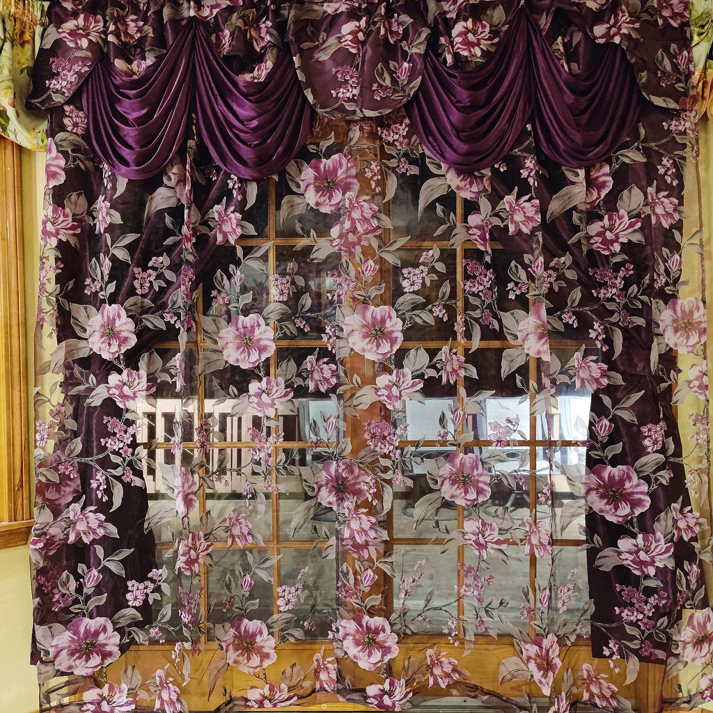 Burnout Organza Window Curtain Set