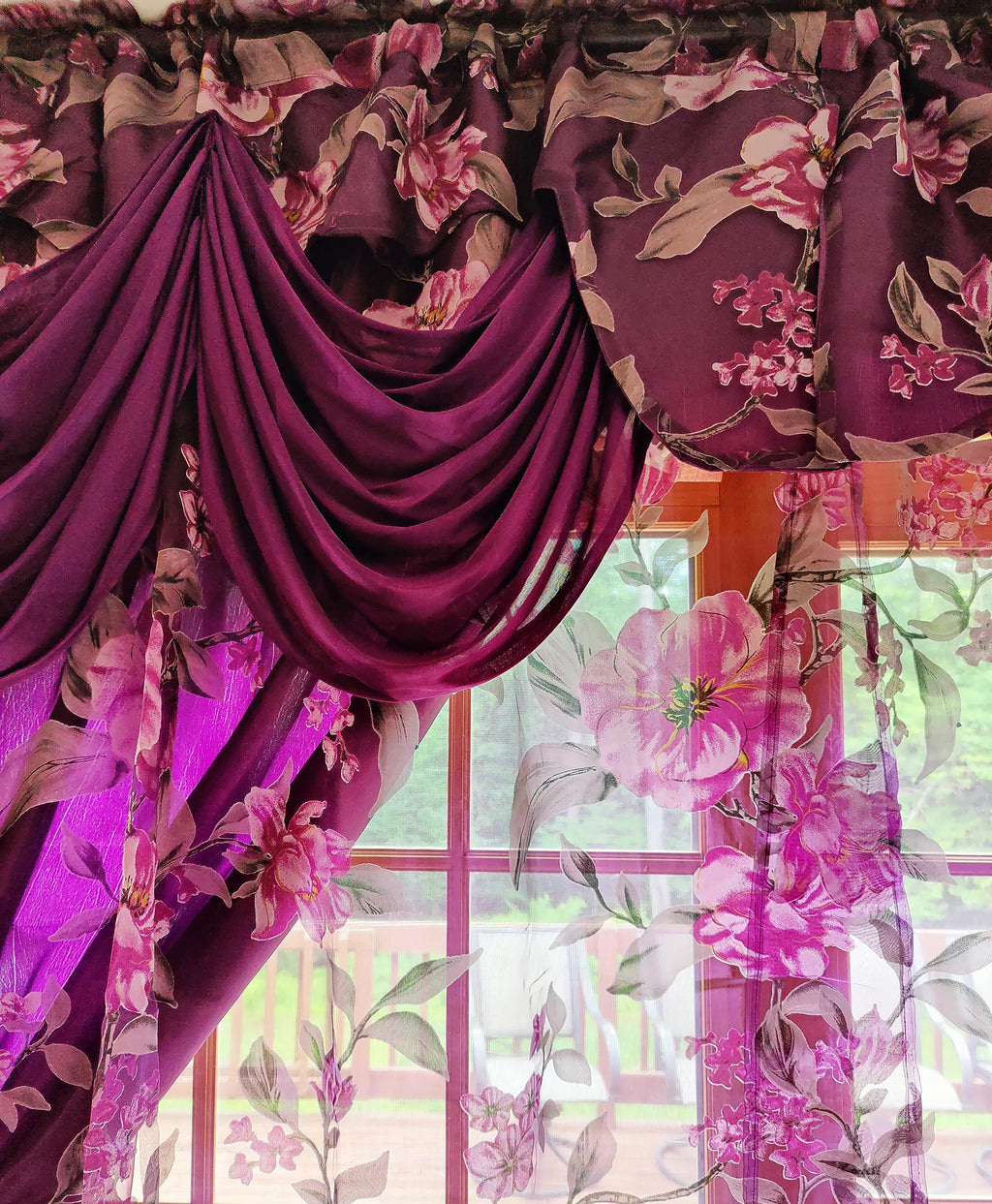 Burnout Organza Window Curtain Set