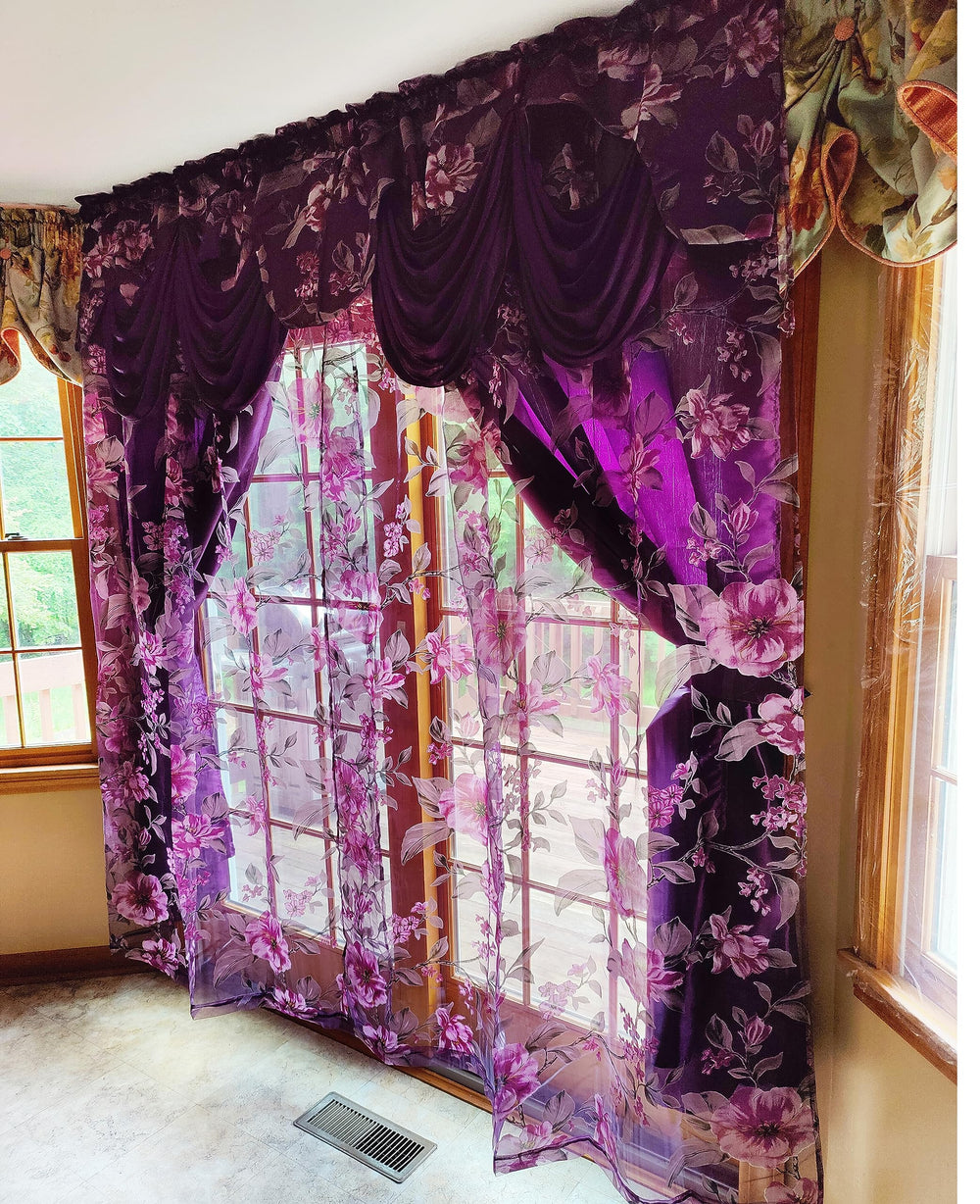 Burnout Organza Window Curtain Set