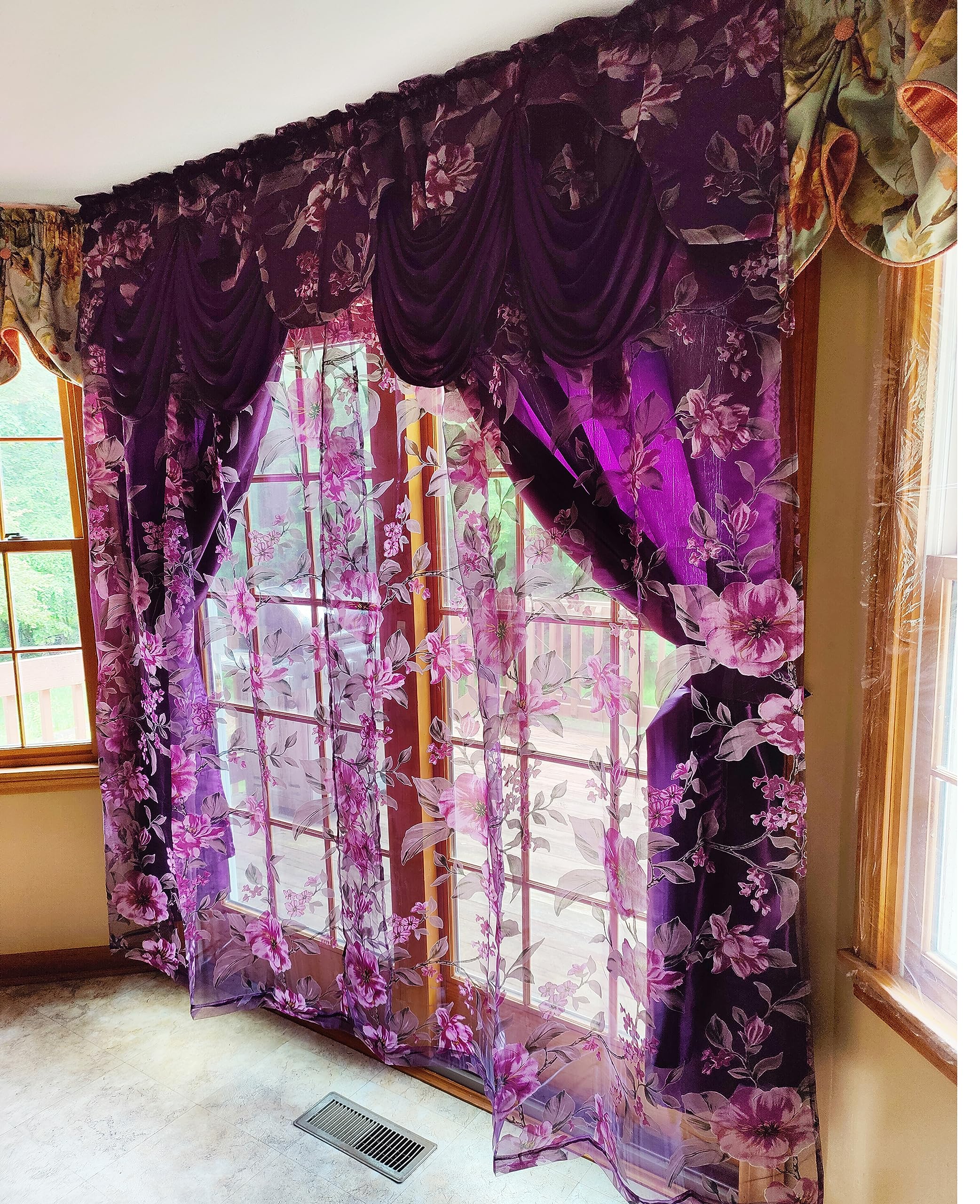 Burnout Organza Window Curtain Set